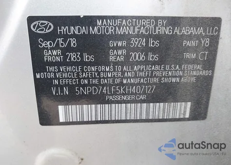 2019 Hyundai Elantra Se из США, поврежденный, VIN 5NPD74LF5KH407127